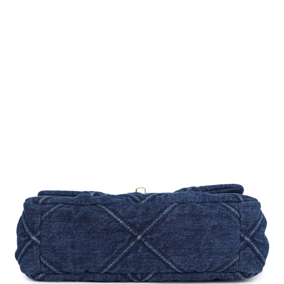 Chanel Medium 19 Flap Dark Blue Denim Mixed Metal Hardware