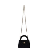 Chanel Small Kelly Shopper Black Velvet Brushed Gold Hardware
