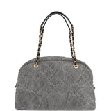 Chanel Maxi Bowling Bag Light Grey Washed Denim Antique Gold Hardware