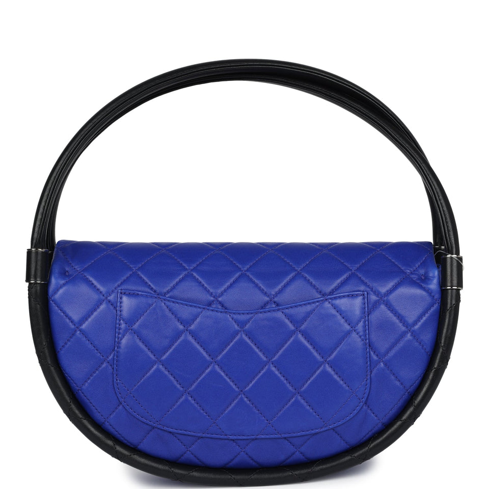 Chanel Small Hula Hoop Bag Dark Blue and Black Lambskin Ruthenium Hardware