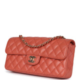 Chanel Classic East West Single Flap Coral Caviar Light Gold Hardware