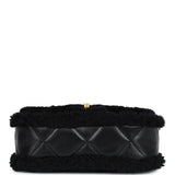 Chanel Mini Shearling Flap Bag Black Lambskin Brushed Gold Hardware