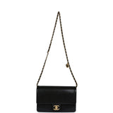 Chanel Small Flap Bag Black Shiny Grained Calfskin Brushed Gold Hardware