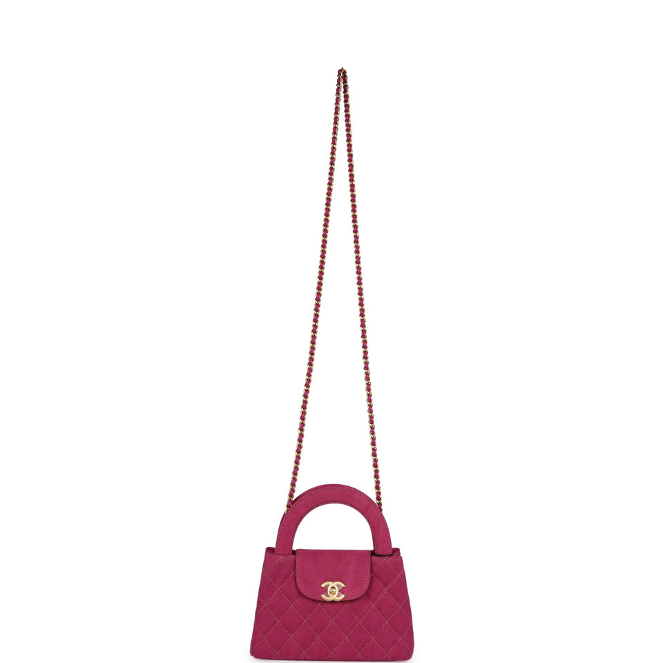 Chanel Small Kelly Shopper Pink Washed Denim Brushed Gold Hardware