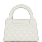 Chanel Small Kelly Shopper White Shiny Aged Calfskin Brushed Gold Hardware