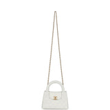 Chanel Small Kelly Shopper White Shiny Aged Calfskin Brushed Gold Hardware