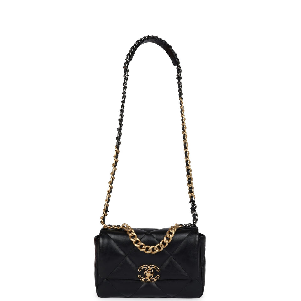 Chanel Medium 19 Flap Bag Black Lambskin Mixed Metal Hardware
