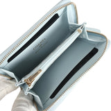Chanel Small Pearl Classic Zipped Coin Purse Wallet Light Blue Lambskin Light Gold Hardware