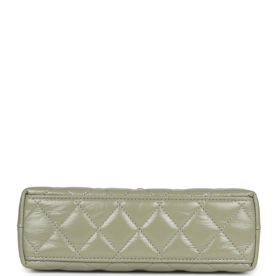Chanel Small Kelly Shopper Khaki Shiny Aged Calfskin Brushed Gold Hardware