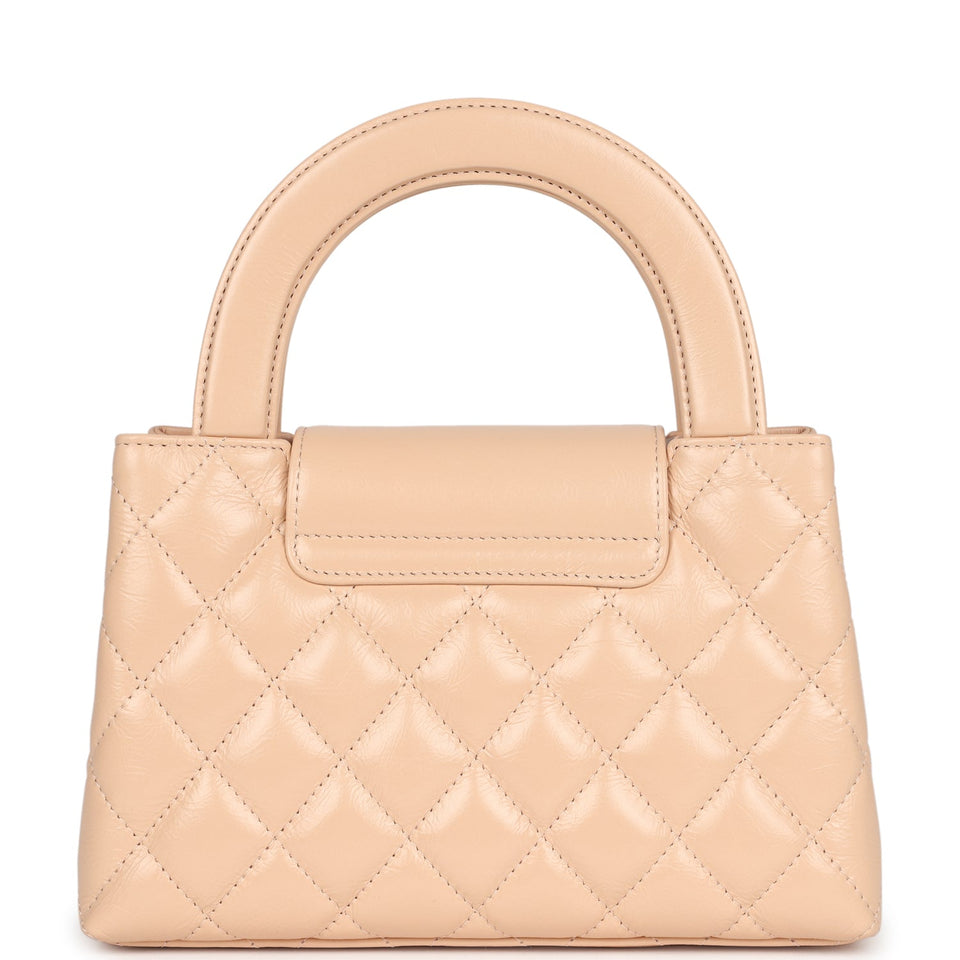 Chanel Small Kelly Shopper Beige Shiny Aged Calfskin Brushed Gold Hardware