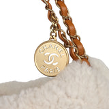 Chanel Small 22 Bag Tan Suede and White Shearling Gold Hardware