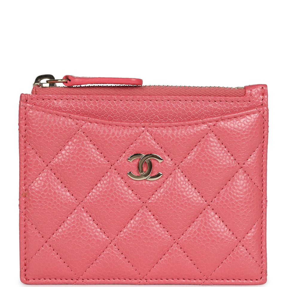 Chanel Zipped  Holder Wallet Pink Caviar Gold Hardware