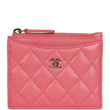 Chanel Zipped  Holder Wallet Pink Caviar Gold Hardware