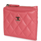 Chanel Zipped  Holder Wallet Pink Caviar Gold Hardware