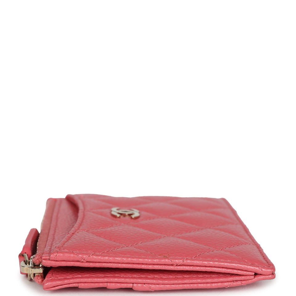 Chanel Zipped  Holder Wallet Pink Caviar Gold Hardware