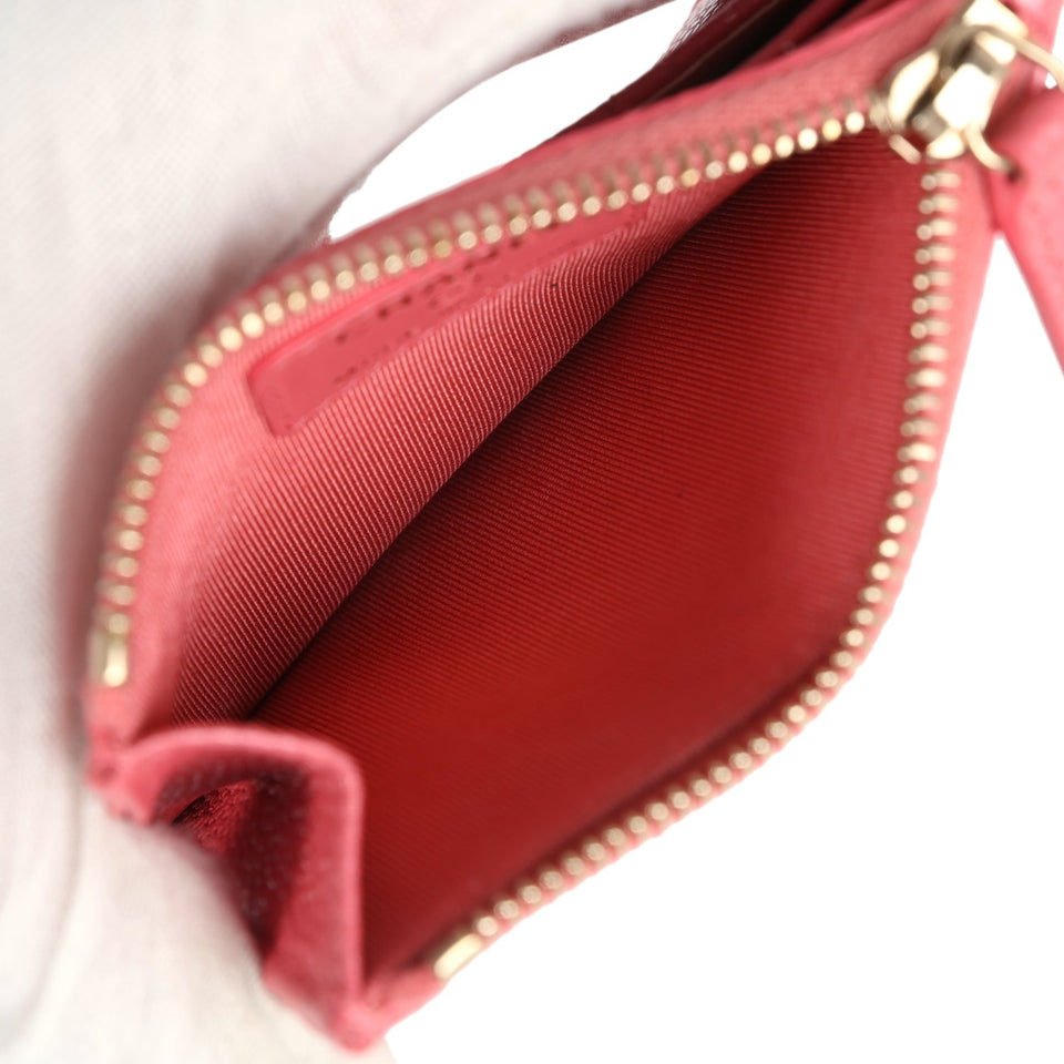 Chanel Zipped  Holder Wallet Pink Caviar Gold Hardware