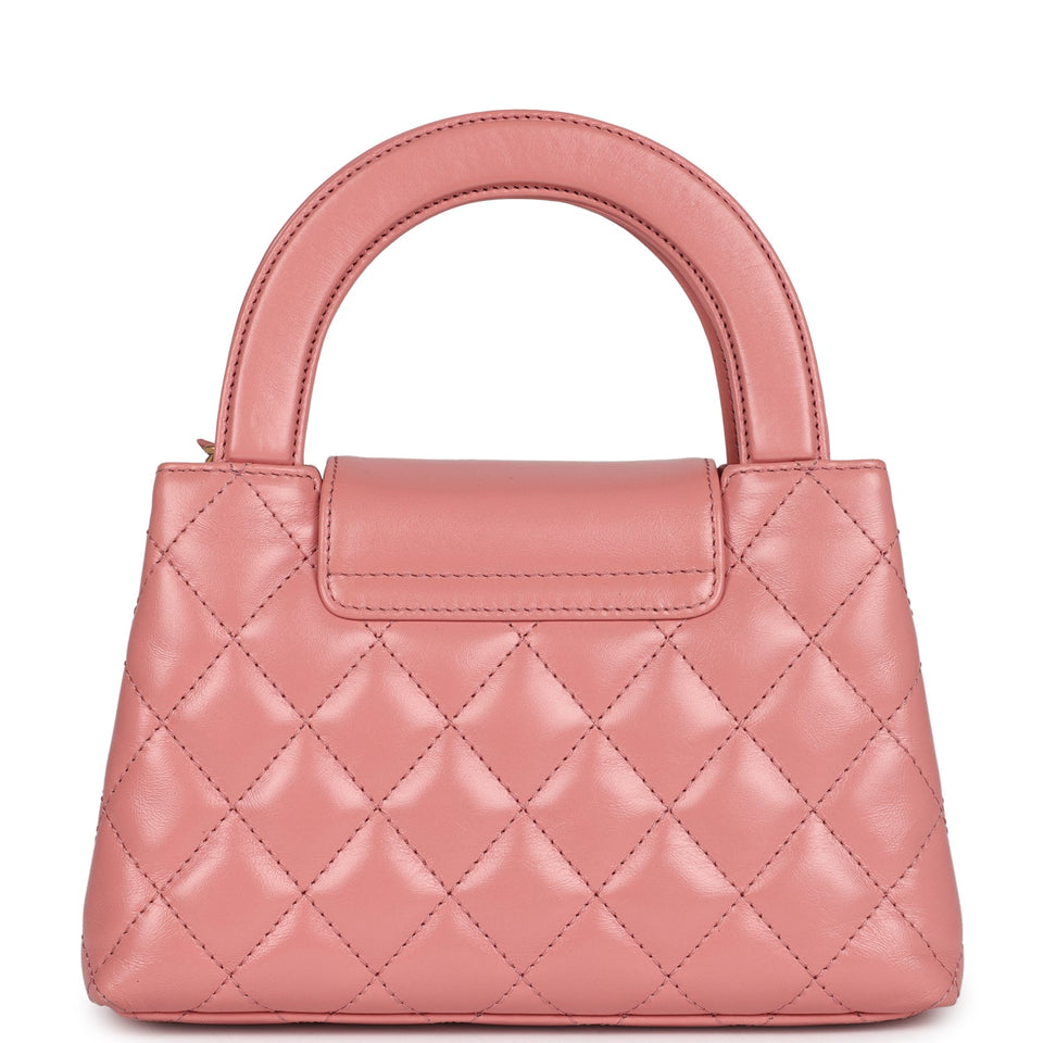 Chanel Small Kelly Shopper Pink Shiny Aged Calfskin Brushed Gold Hardware