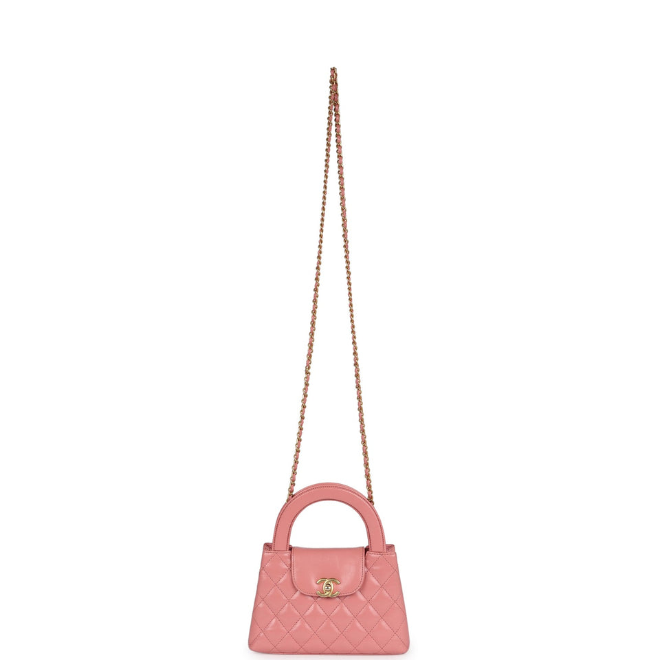 Chanel Small Kelly Shopper Pink Shiny Aged Calfskin Brushed Gold Hardware