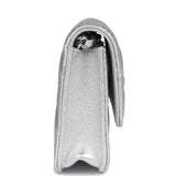 Chanel Crystal CC Walk Of Fame Clutch Wallet Silver Metallic Goatskin Silver Hardware