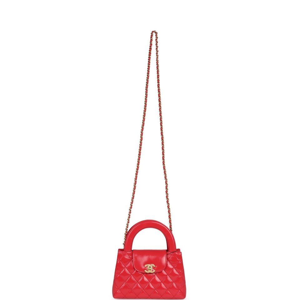 Chanel Small Kelly Shopper Dark Red Shiny Aged Calfskin Brushed Gold Hardware