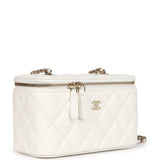 Chanel Small Vanity Case White Caviar Light Gold Hardware