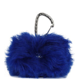 Chanel Mini Clutch Bag Dark Blue Shearling Silver Hardware