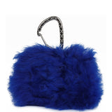 Chanel Mini Clutch Bag Dark Blue Shearling Silver Hardware