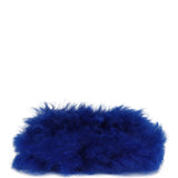 Chanel Mini Clutch Bag Dark Blue Shearling Silver Hardware
