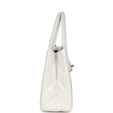 Chanel Small Kelly Shopper White Shiny Aged Calfskin Brushed Gold Hardware