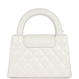 Chanel Small Kelly Shopper White Shiny Aged Calfskin Brushed Gold Hardware