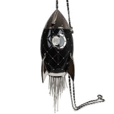 Chanel Limited Edition Rocket Ship Minaudière Bag Black Lucite and Crystals Silver Hardware