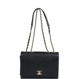 Chanel Flap Bag Black Calfskin Light Gold Hardware