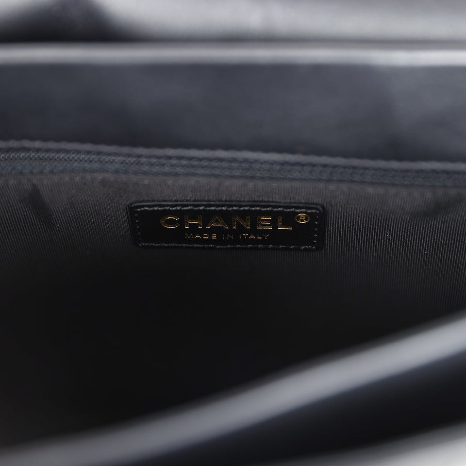 Chanel Flap Bag Black Calfskin Light Gold Hardware