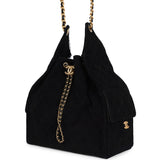 Chanel Large 25 Hobo Bag Black Suede Antique Gold Hardware