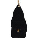 Chanel Large 25 Hobo Bag Black Suede Antique Gold Hardware