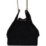 Chanel Large 25 Hobo Bag Black Suede Antique Gold Hardware