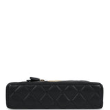 Chanel Top Handle Long Vanity Case With Chain Black Shiny Caviar Brushed Gold Hardware