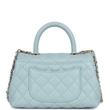 Chanel Small Coco Top Handle Flap Bag Light Blue Caviar Light Gold Hardware