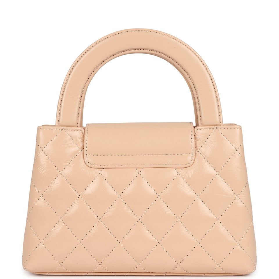 Chanel Small Kelly Shopper Beige Shiny Aged Calfskin Brushed Gold Hardware