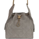 Chanel Medium 25 Hobo Bag Dark Grey Suede Antique Gold Hardware