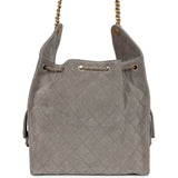 Chanel Medium 25 Hobo Bag Dark Grey Suede Antique Gold Hardware