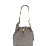 Chanel Medium 25 Hobo Bag Dark Grey Suede Antique Gold Hardware