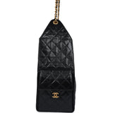 Chanel Medium 25 Hobo Bag Black Shiny Lambskin Antique Gold Hardware