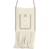 Chanel Small CC Fringe Shopping Bag White Calfskin Light Gold Hardware
