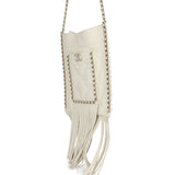 Chanel Small CC Fringe Shopping Bag White Calfskin Light Gold Hardware