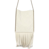 Chanel Small CC Fringe Shopping Bag White Calfskin Light Gold Hardware