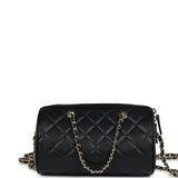 Chanel Mini Timeless Classic Barrel Bag with Chain Black Shiny Caviar Light Gold Hardware