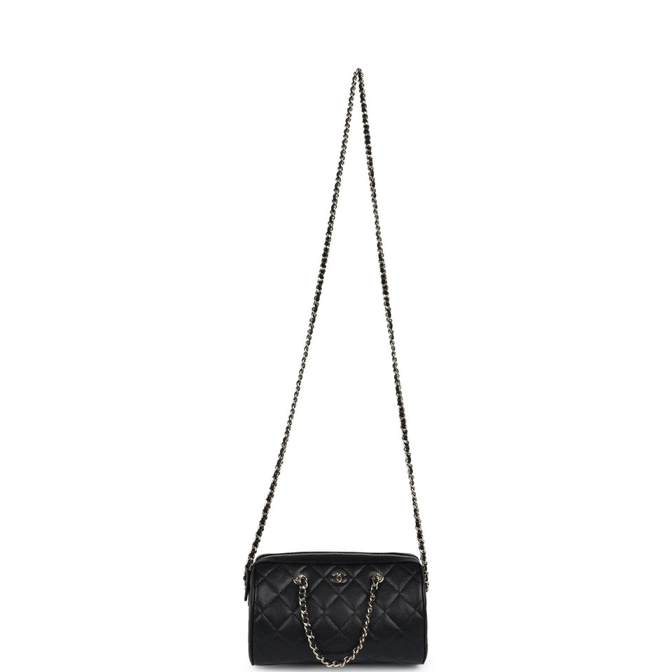Chanel Mini Timeless Classic Barrel Bag with Chain Black Shiny Caviar Light Gold Hardware