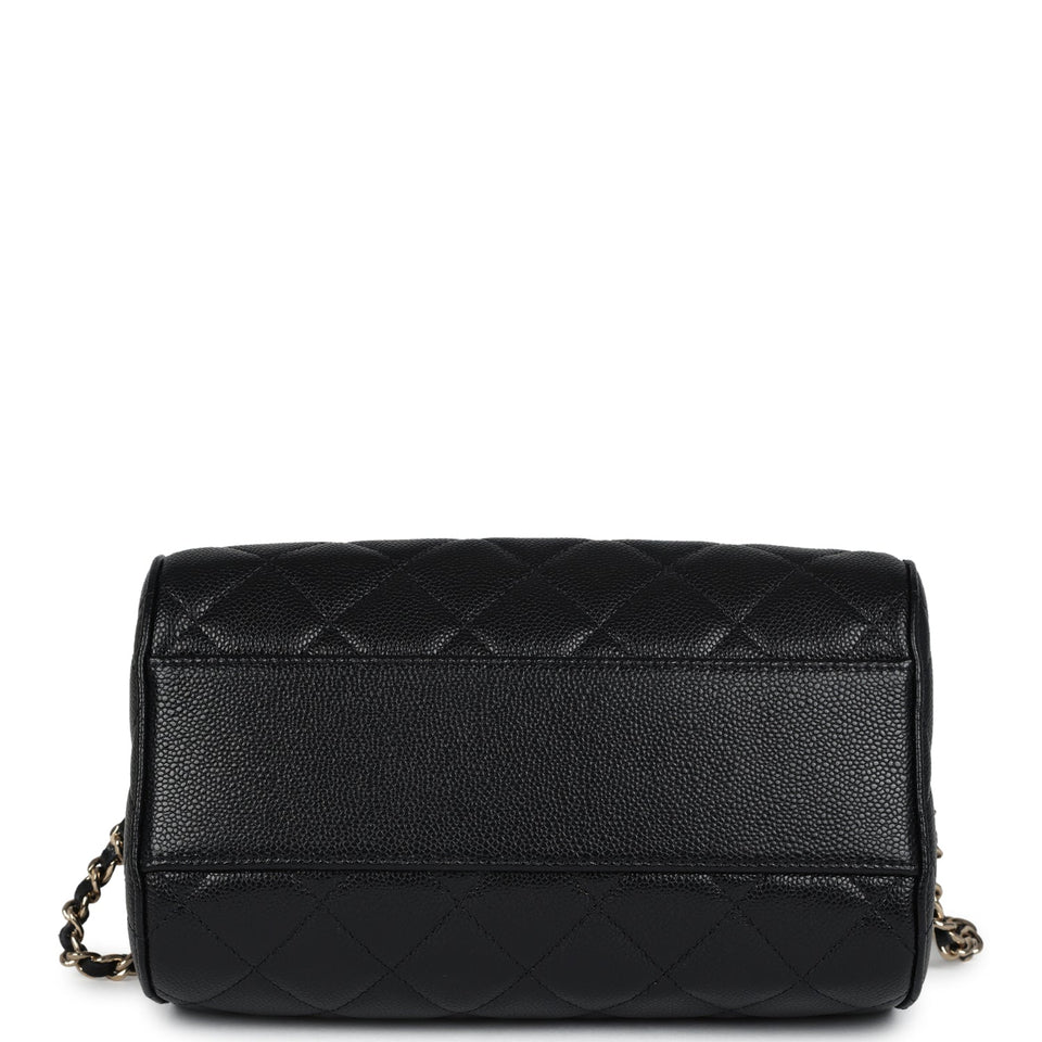 Chanel Mini Timeless Classic Barrel Bag with Chain Black Shiny Caviar Light Gold Hardware