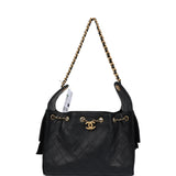 Chanel Small 25 Hobo Bag Black Caviar Antique Gold Hardware